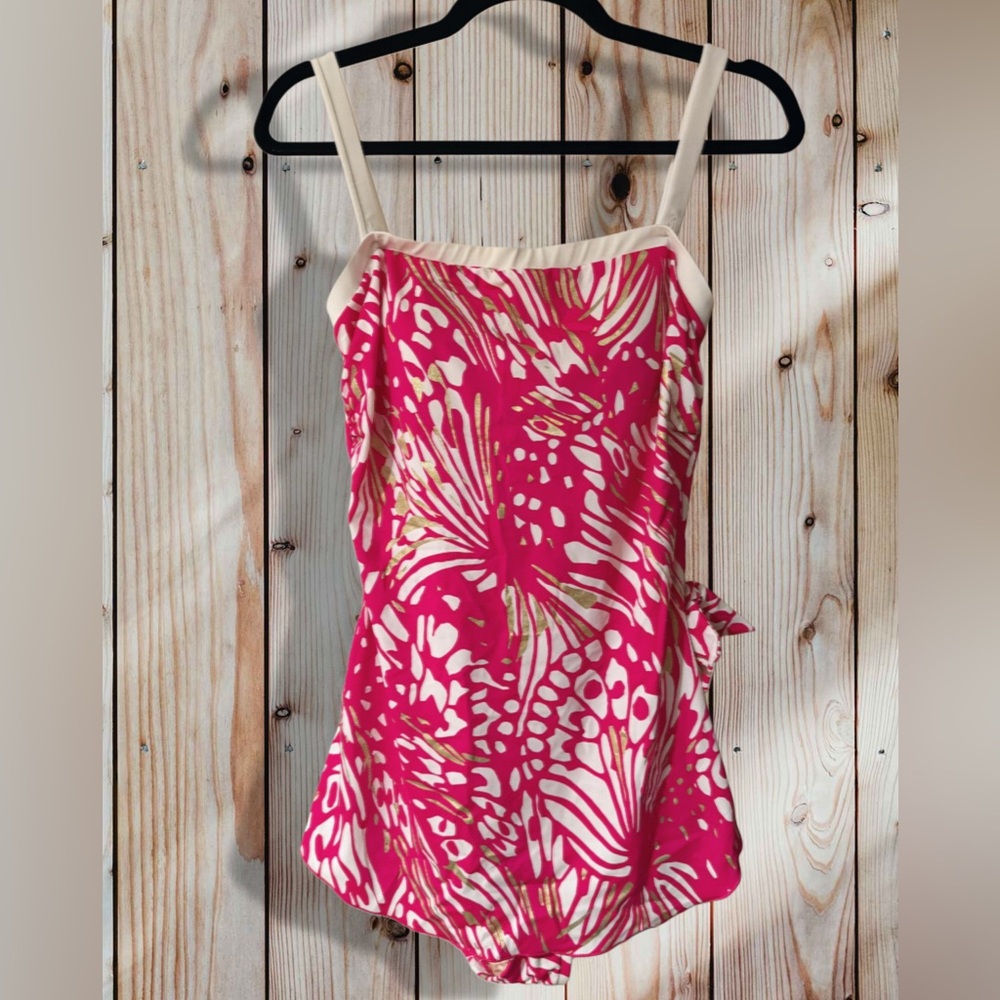 Maxine of Hollywood Pink and White Patterned Swimsuit